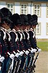 Changing the guard at Royal Palace, Frederiksburg, Denmark, Scandinavia, Europe