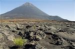 View from the caldera of the volcano of Pico de Fogo, Fogo (Fire), Cape Verde Islands, Africa