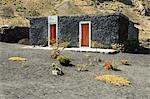 Typisches Haus mit schönen Garten, in der vulkanischen Caldera, Fogo (Feuer), Kapverdische Inseln, Atlantik, Afrika