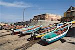 Fischerboote am Hafen von Ponto tun Sol, Ribiera Grande, Santo Antao, Kapverdische Inseln, Atlantik, Afrika