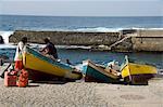 Fischerboote am Hafen von Ponto tun Sol, Ribiera Grande, Santo Antao, Kapverdische Inseln, Atlantik, Afrika