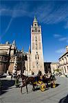 Seville Cathedral and La Giralda, UNESCO World Heritage Site, Plaza Virgen de los Reyes, Santa Cruz district, Seville, Andalusia, Spain, Europe