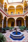 Typical riad style house now converted into Hotel Las Casas de la Juderia, Santa Cruz district, Seville, Andalusia, Spain, Europe