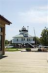 Typische historische Leuchtturm gerettet und brachte in der Chesapeake Bay Maritime Museum, St. Michaels, Talbot County, Miles River, Chesapeake Bay Area, Maryland, Vereinigte Staaten von Amerika, Nordamerika