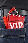 VIP Pass in Man's Back Pocket