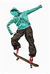 A skateboarder made out of clothing