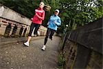 Women Running on Bridge in Arboretum, Seattle, Washington, USA