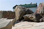 Inscription chinoise sur les rochers au bord de la mer de Lei Yu Mun village, Lei Yu Mun, Kowloon, Hong Kong