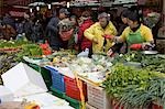 Fresh vegetables stall at Quarry Bay market,Hong Kong