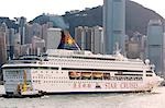 Navire de croisière dans le port de Victoria, Hong Kong