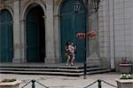 Tourists at the Cathedral,Macau