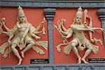 Ethnic sculptures on the outer wall of Sri Senpaga Vinayagar temple,Katong,Singapore