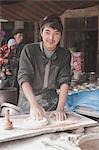 Nang (Uyghur bread) bakery,Bazaar of Kuche (Kuqa),Xinjiang,China