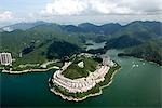 Aerial view over the Tai Tam Harbour & Red Hill Peninsula,Tai Tam,Hong Kong