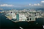 Vue aérienne du port de Victoria vers Hung Hom, Kowloon, Hong Kong
