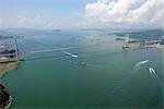 Aerial view over  Tsing Ma Bridge,Hong Kong