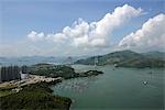 Luftaufnahme über Ting Kau Brücke & Ma Wan, Hong Kong