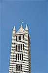 The Campanile, bell tower of the Duomo (Cathedral), Siena, Tuscany, Italy, Europe