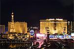 Hotel Paris und andere am Strip (Las Vegas Boulevard) in der Nähe von Flamingo, Las Vegas, Nevada, Vereinigte Staaten von Amerika, Nordamerika