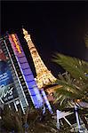 The Strip (Las Vegas Boulevard), with the mini Eiffel Tower of Paris Hotel, Las Vegas, Nevada, United States of America, North America