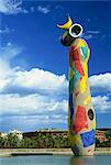 Brightly coloured sculpture by Joan Miro, in Barcelona, Cataluna (Catalunya) (Catalonia), Spain, Europe