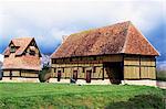 Farm dating from the 15th century, and dovecot, Crevecoeur manor, Auge, Basse Normandie (Normandy), France, Europe