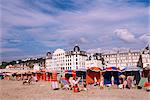 Beach tents on the beach, Trouville, Basse Normandie (Normandy), France, Europe