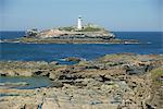 Lighthouse, Godrevy Point, Cornwall, England, United Kingdom, Europe