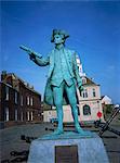 Statue de George Vancouver, Purfleet Quay, Kings Lynn, Norfolk, Angleterre, Royaume-Uni, Europe