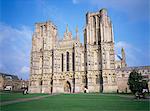 Avant de l'Ouest, la cathédrale de Wells, Wells, Somerset, Angleterre, Royaume-Uni, Europe