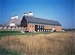 Salle de Concert Maltings depuis les roselières, Snape, Suffolk, Angleterre, Royaume-Uni, Europe