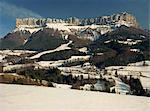 Winter landscape with snow and mountains in the Chartreuse near Chambery, Rhone Alpes, French Alps, France, Europe
