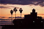 Castle Bil Bil Museum in silhouette at sunset, Benalmadena, Costa del Sol, Andalucia, Spain, Europe