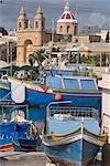 Harbour view, Marsaxlokk, Malte, Méditerranée, Europe