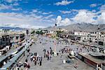 Jokhang Square from Jokhang Temple, the most revered religious structure in Tibet, Lhasa, Tibet, China, Asia