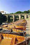 Rowing boats on River Wear and Elvet Bridge, Durham, County Durham, England, United Kingdom