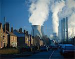 Coal fired power station viewed from residential area, Yorkshire, England, United Kingdom, Europe