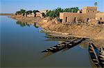 Bord de l'eau sur la rivière, vieil ville, Djenné, UNESCO World Heritage Site, Mali, Afrique