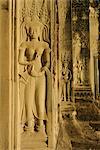Sculpture sur le temple d'Angkor Wat, Angkor, Siem Reap, Cambodge, Indochine, Asie en relief