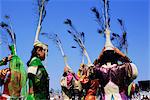 People in costumes at the Naadam Festival, Ulaan Baatar (Ulan Bator), Mongolia, Asia