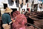 Dyeing vats, Tanners souk, Fes el Bali, Fez, Morocco, North Africa, Africa