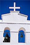 Detail of bell tower of church, Yaiza, Lanzarote, Canary Islands, Spain, Mediterranean, Europe