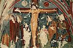 Crucifixion, Christian frescoes in Sandal Church, Goreme Open Air Museum, Goreme, Cappadocia, Anatolia, Turkey, Asia Minor, Eurasia