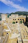 Vue sur l'Alhambra Castrense, Alcazaba, Barrio, patrimoine mondial de l'UNESCO, Grenade, Andalousie (Andalousie), Espagne, Europe