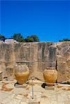 Minoan jars at the archaeological site, Phaestos, island of Crete, Greece, Mediterranean, Europe