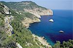 La côte nord de l'île près de Na Xamena, près de Sant Miguel, Ibiza, îles Baléares, Espagne, Méditerranée, Europe