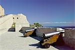 Cannons on Ibiza old centre (Alta Vila) (Dalt Vila) (Upper Town), Ibiza Town, Ibiza, Balearic Islands, Spain, Mediterranean, Europe