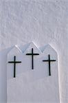 Detail des trois croix, l'église de Sant Joseph, Sant Joseph de Talala, Ibiza, îles Baléares, Espagne, Méditerranée, Europe
