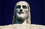 Close-up of head of the Cristo Redentor (Christ the Redeemer) statue, Rio de Janeiro, Brazil, South America