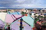 Colourful house and the city, Punta Arenas, Magallanes, Patagonia, Chile, South America